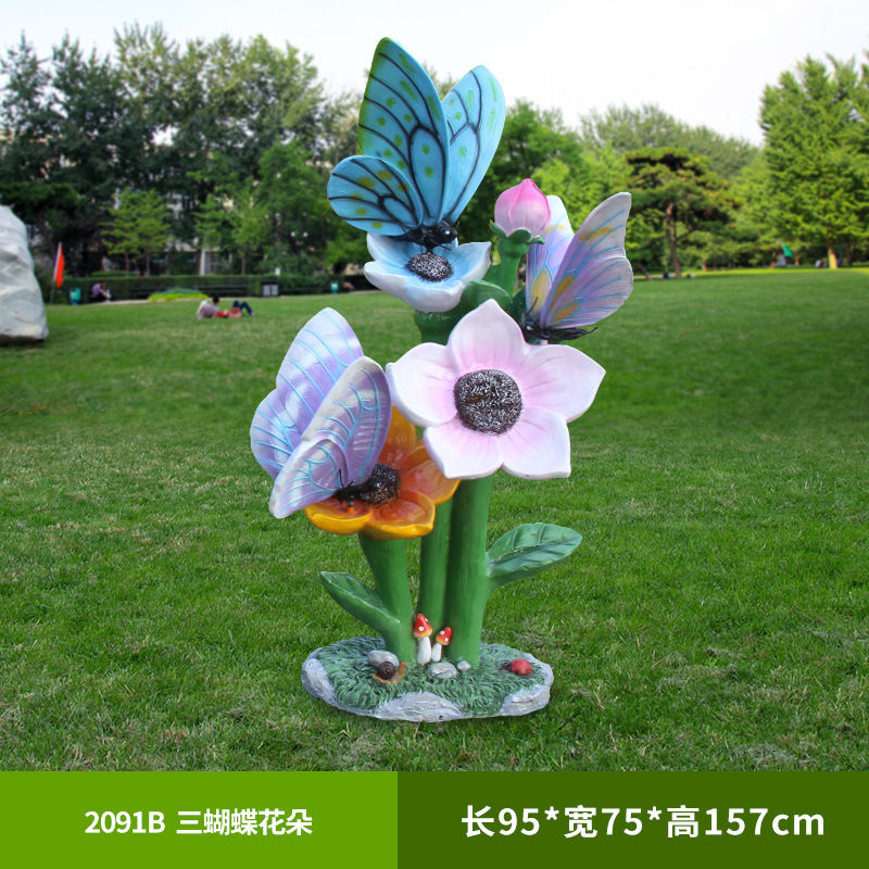 Gardening Tools Sketch - Escultura de mariposa y flor para